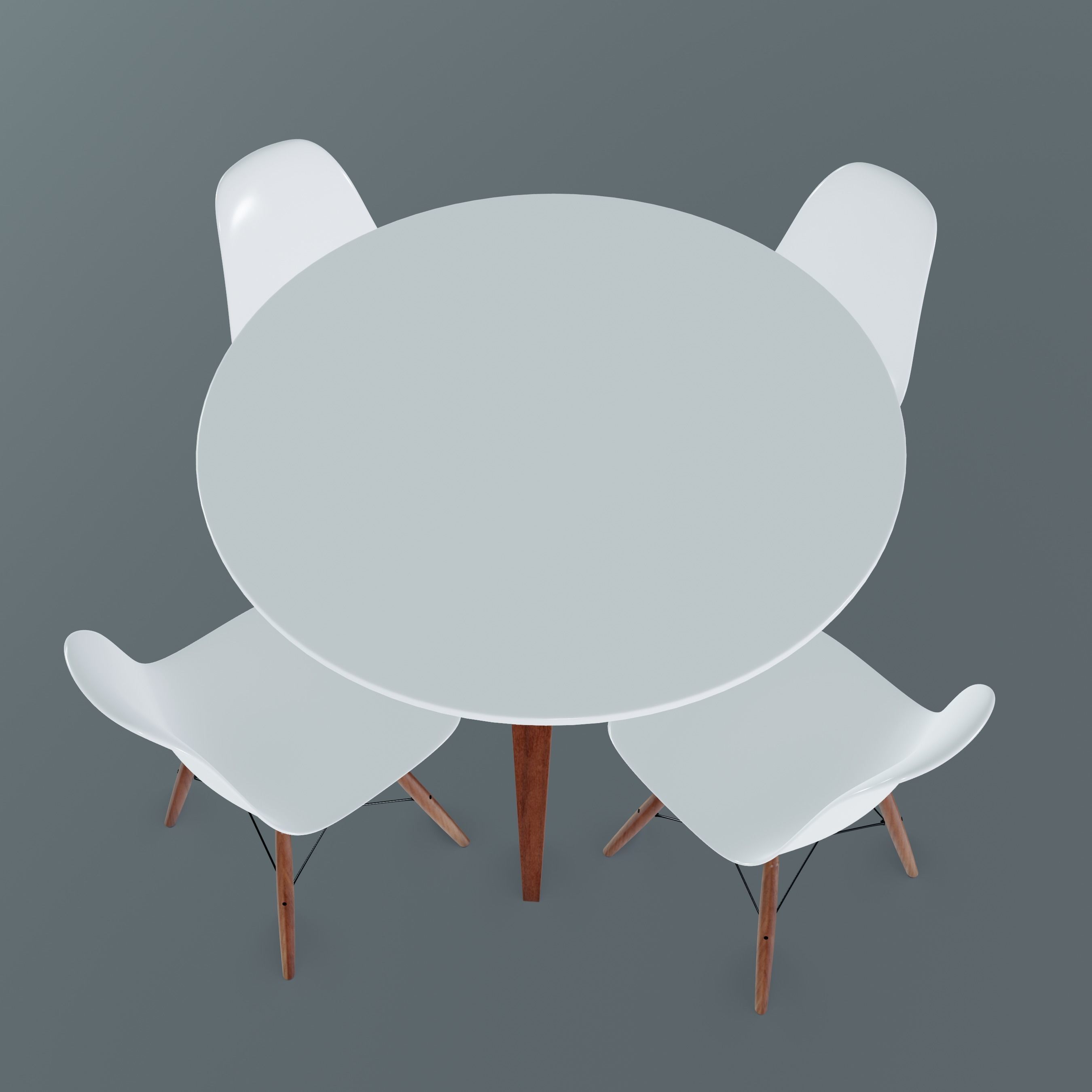 Modern Dining Set Low-poly 3D model_1