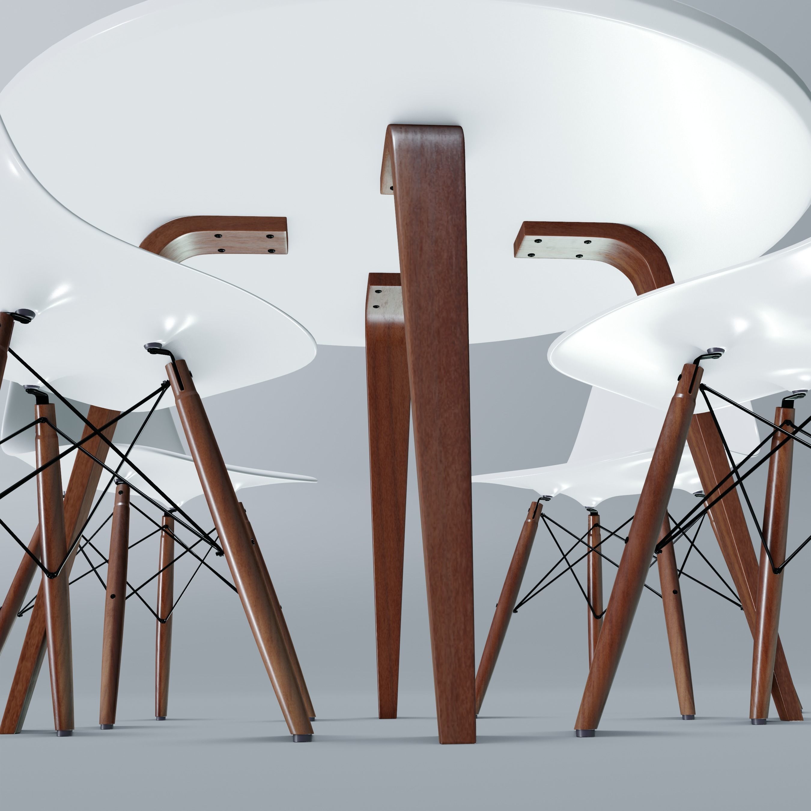 Modern Dining Set Low-poly 3D model_4