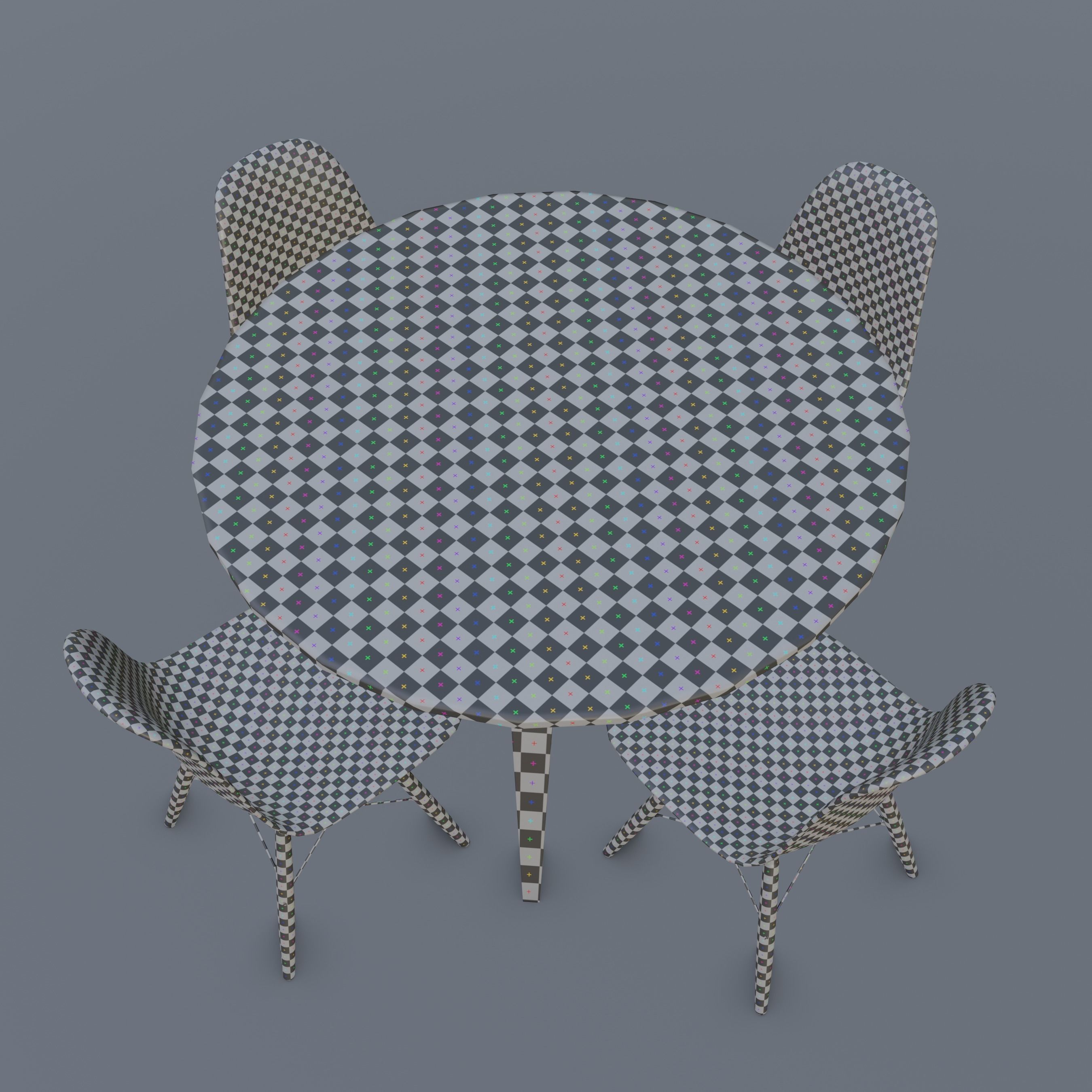 Modern Dining Set Low-poly 3D model_7