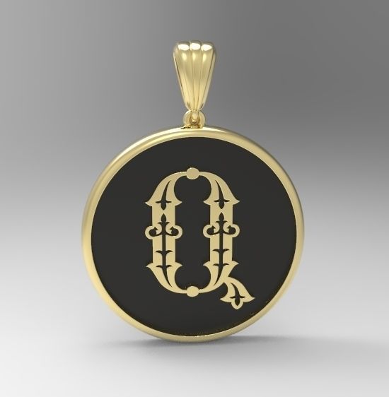 Alphabet Latin Q 3D print model_10