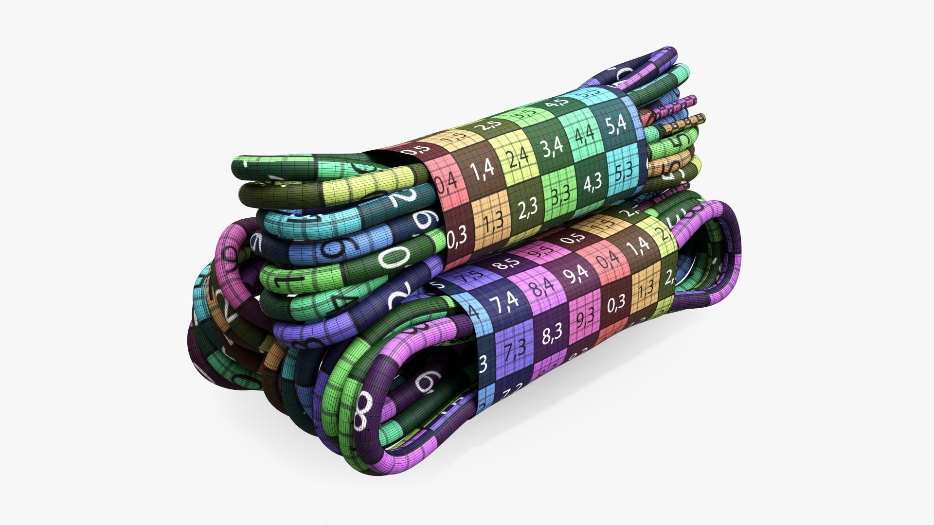 Round shoelace three bundles 3D model_9