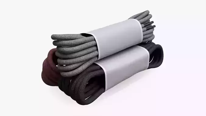 Round shoelace three bundles 3D model