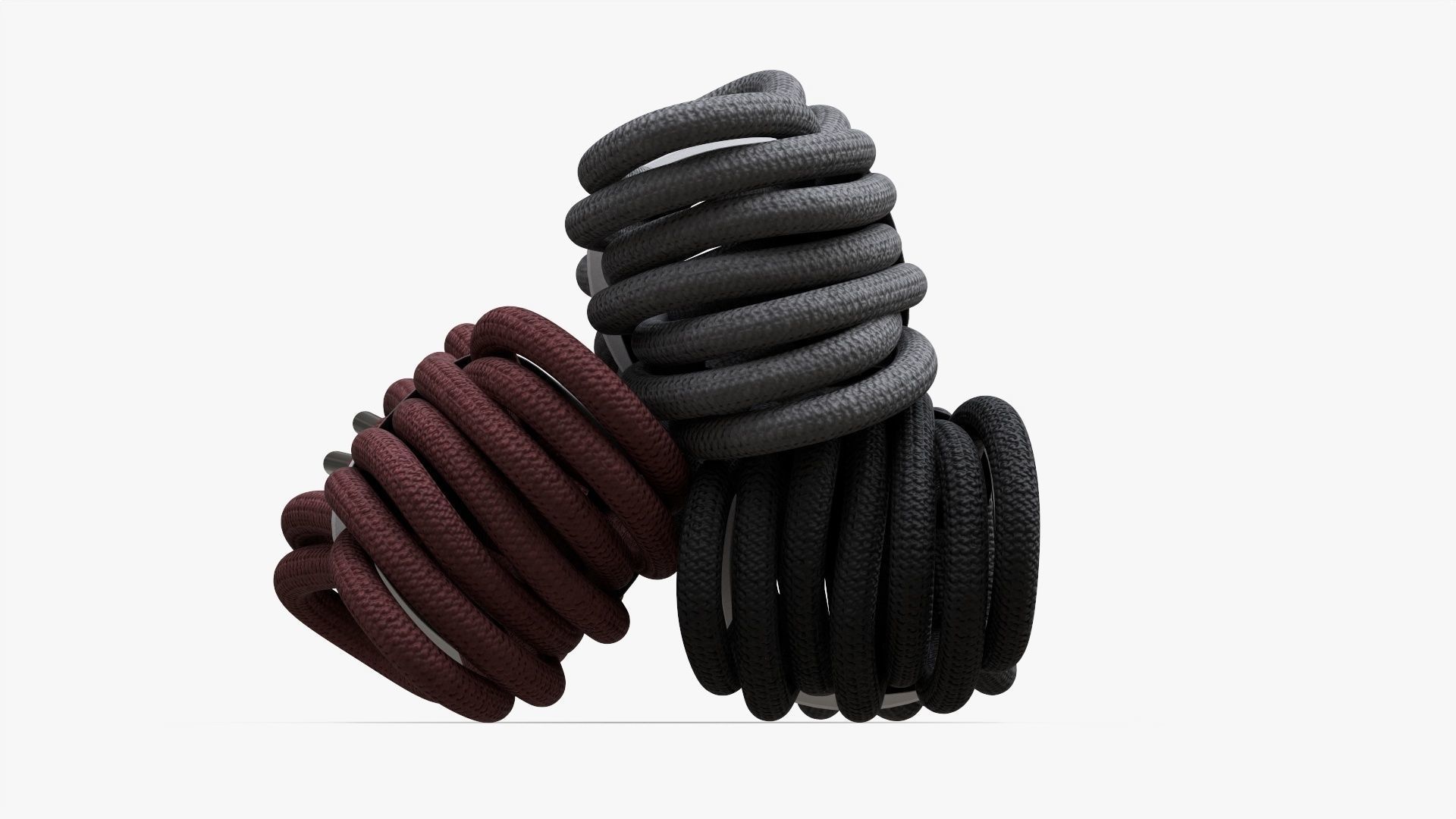Round shoelace three bundles 3D model_4