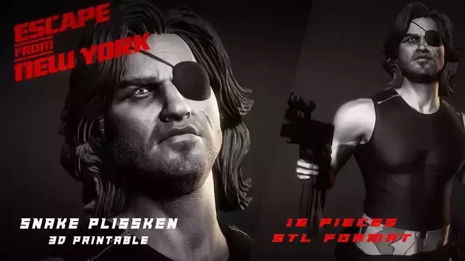 SNAKE PLISSKEN printable 3D figure 3D print model
