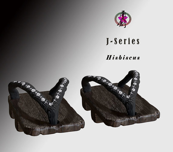 YC-J-Hisbiscus japanese thong sandals Low-poly 3D model