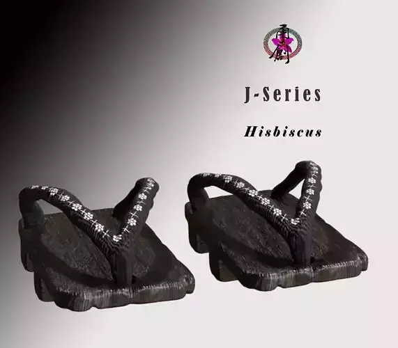 YC-J-Hisbiscus japanese thong sandals Low-poly 3D model