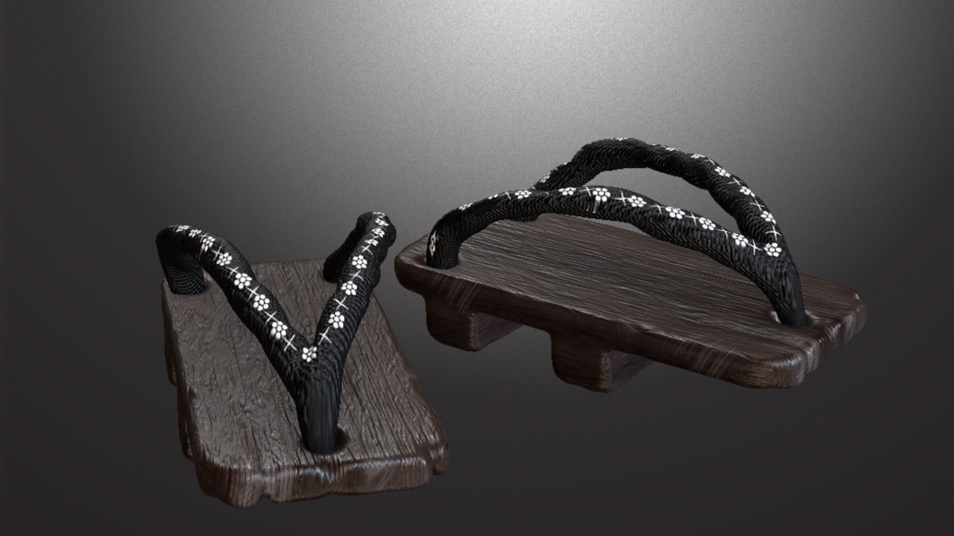 YC-J-Hisbiscus japanese thong sandals Low-poly 3D model_5