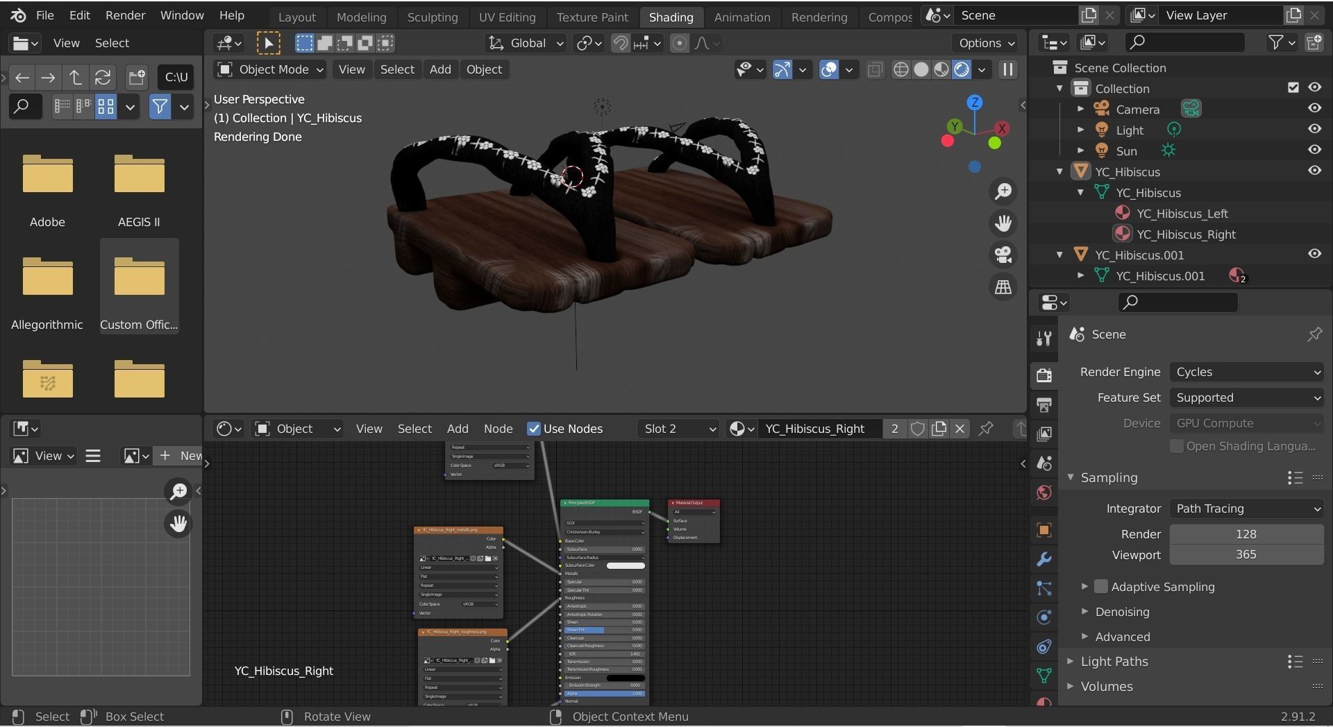 YC-J-Hisbiscus japanese thong sandals Low-poly 3D model_6