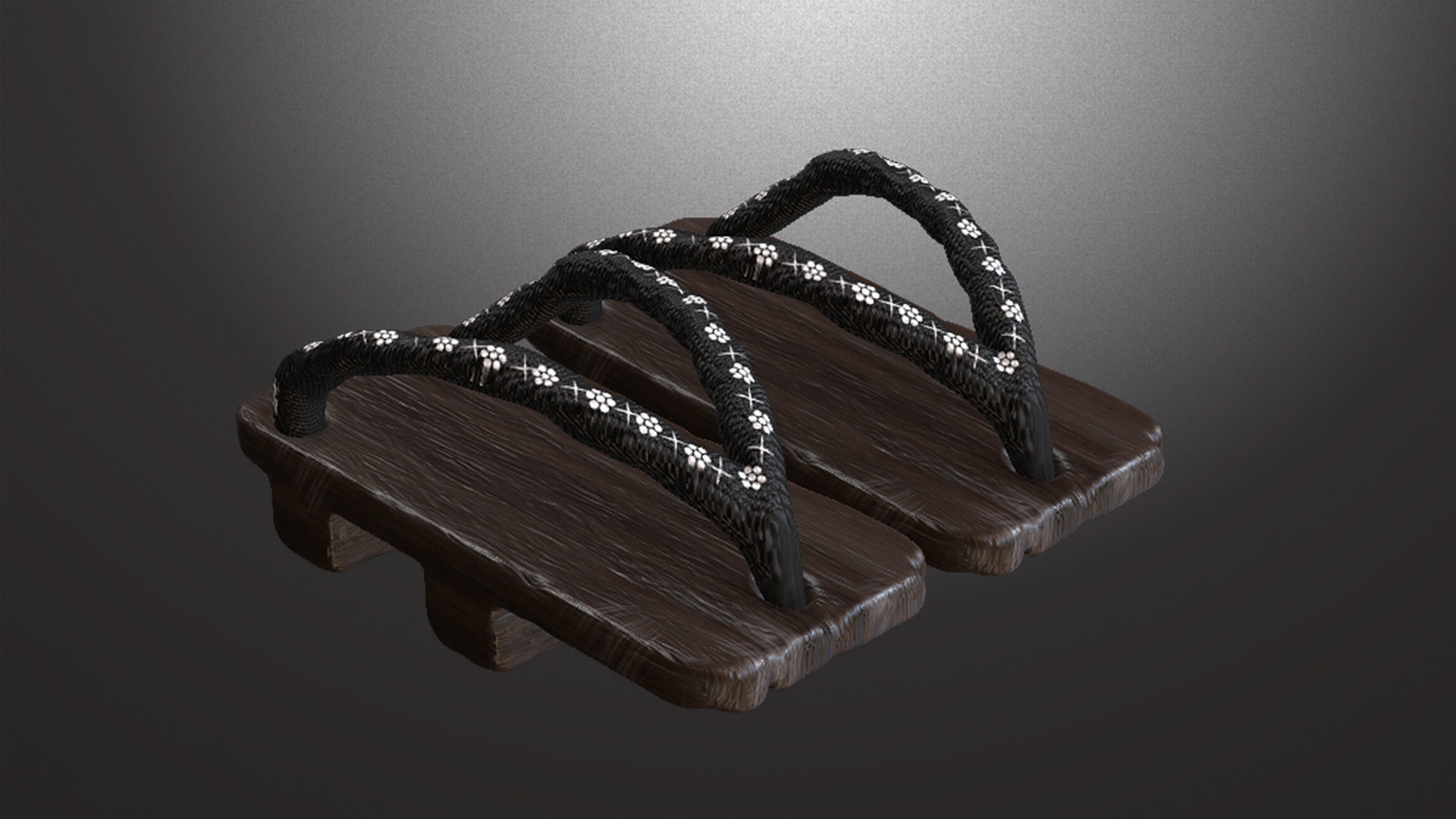YC-J-Hisbiscus japanese thong sandals Low-poly 3D model_2