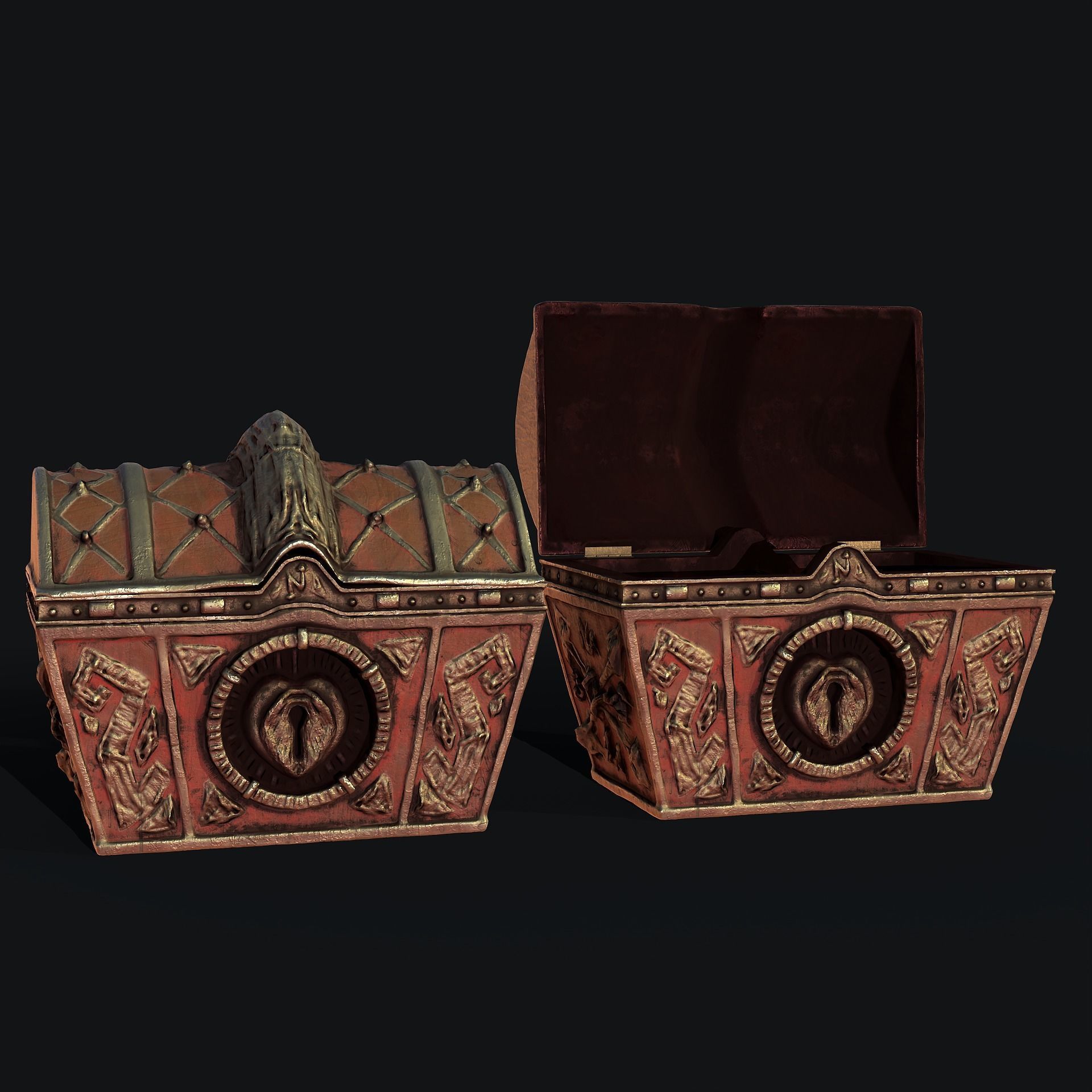 Treasure Chest Low-poly 3D model_2