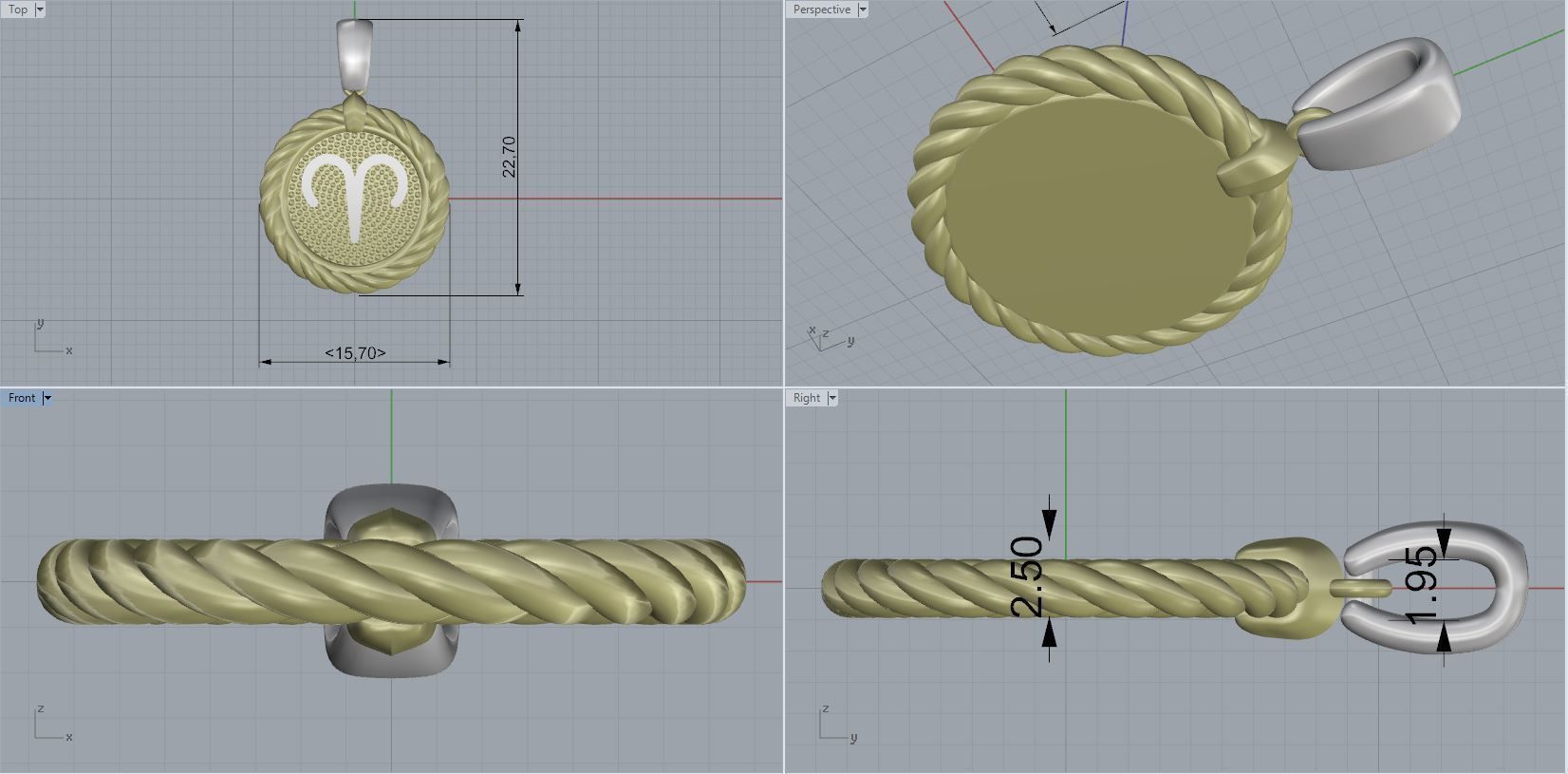 horoscope pendant  3D print model_2