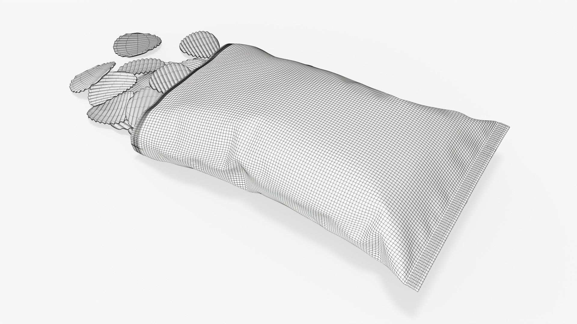 Potato chips package on ground with folds opened mockup 01 3D model_8