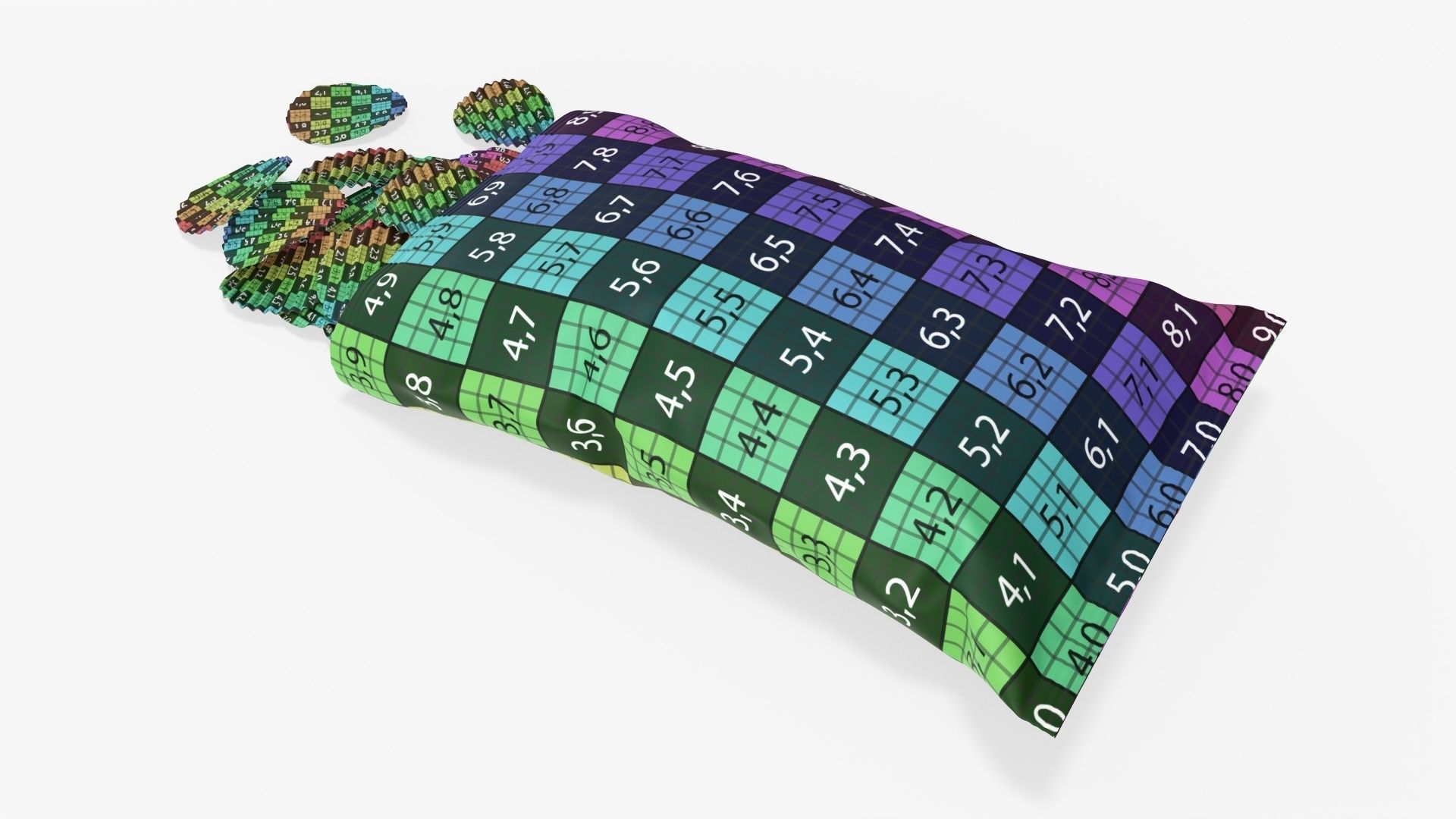 Potato chips package on ground with folds opened mockup 01 3D model_11