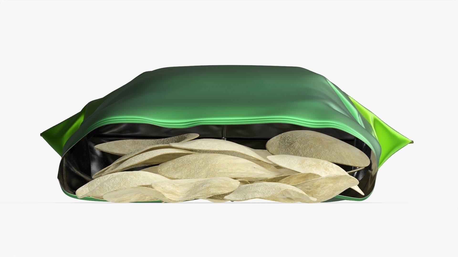 Potato chips package on ground with folds opened mockup 02 3D model_3