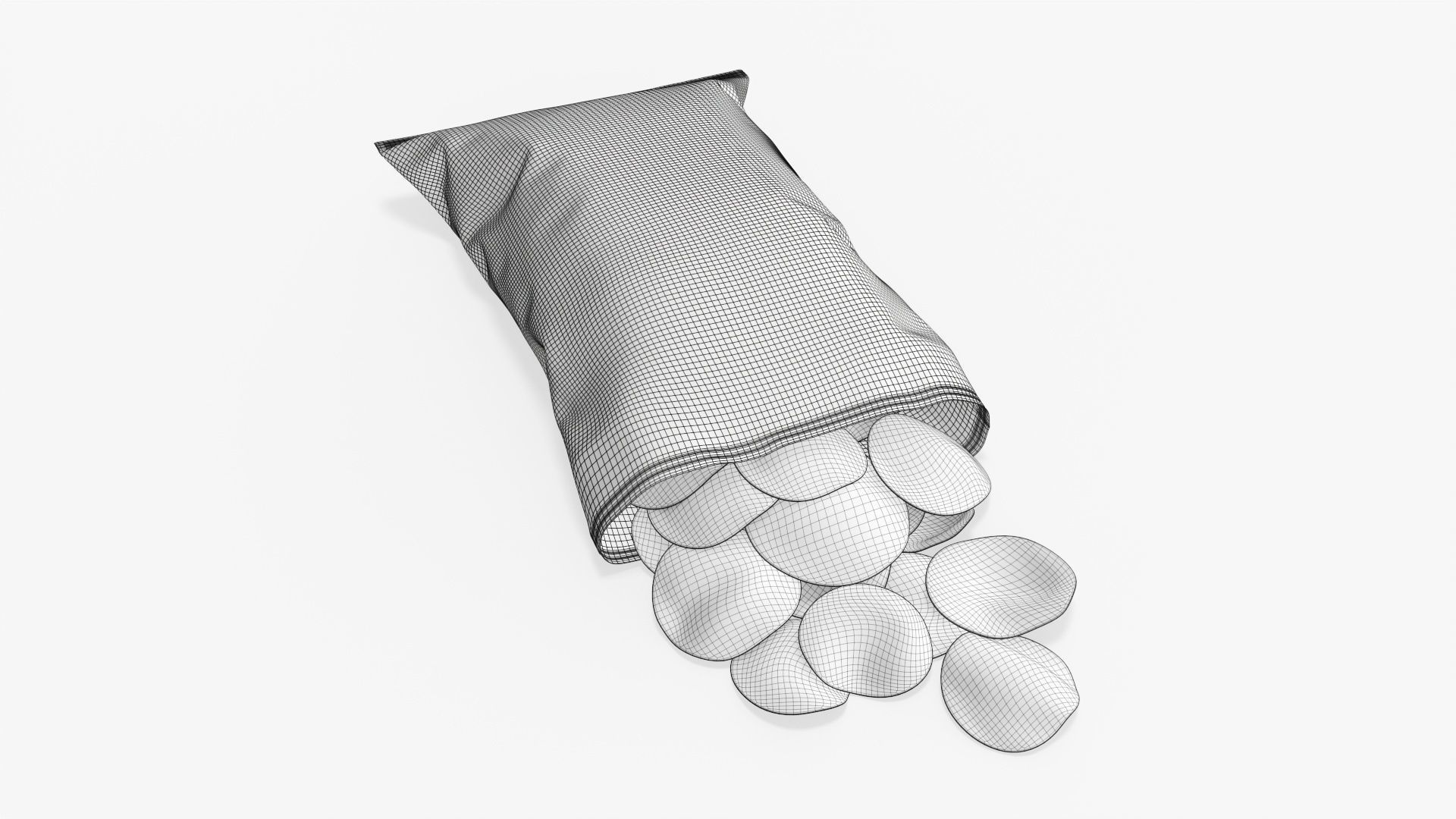 Potato chips package on ground with folds opened mockup 02 3D model_6