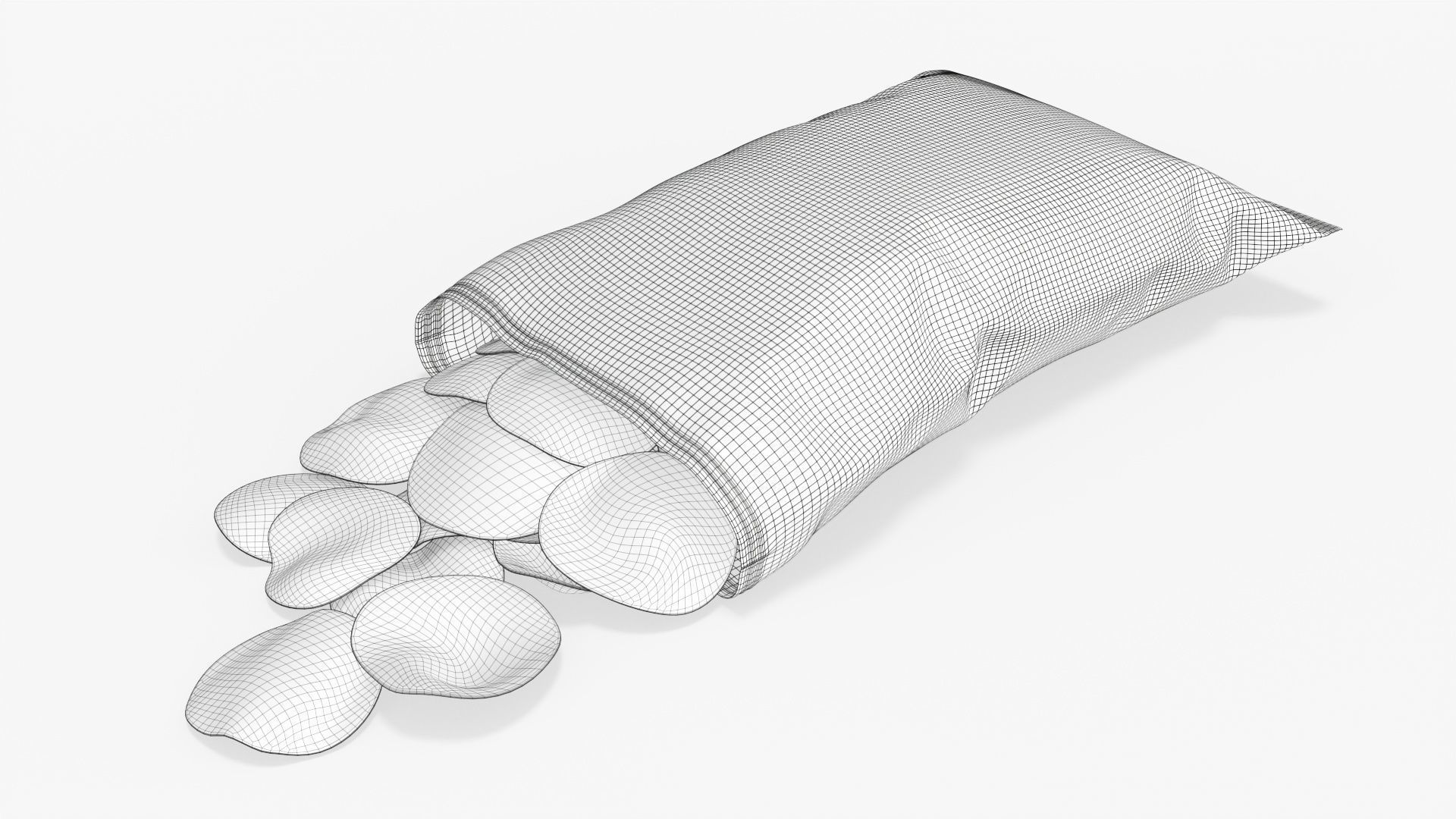Potato chips package on ground with folds opened mockup 02 3D model_7