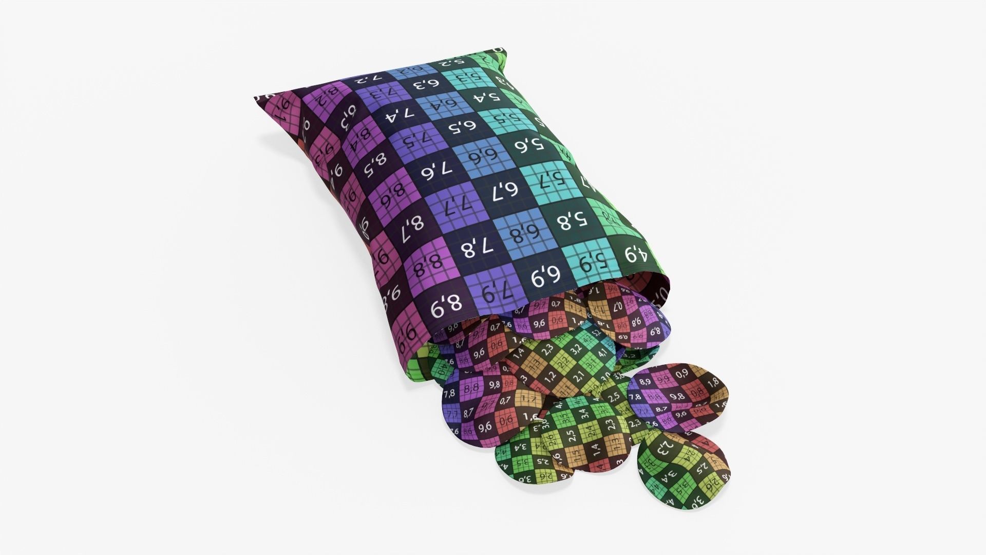 Potato chips package on ground with folds opened mockup 02 3D model_9