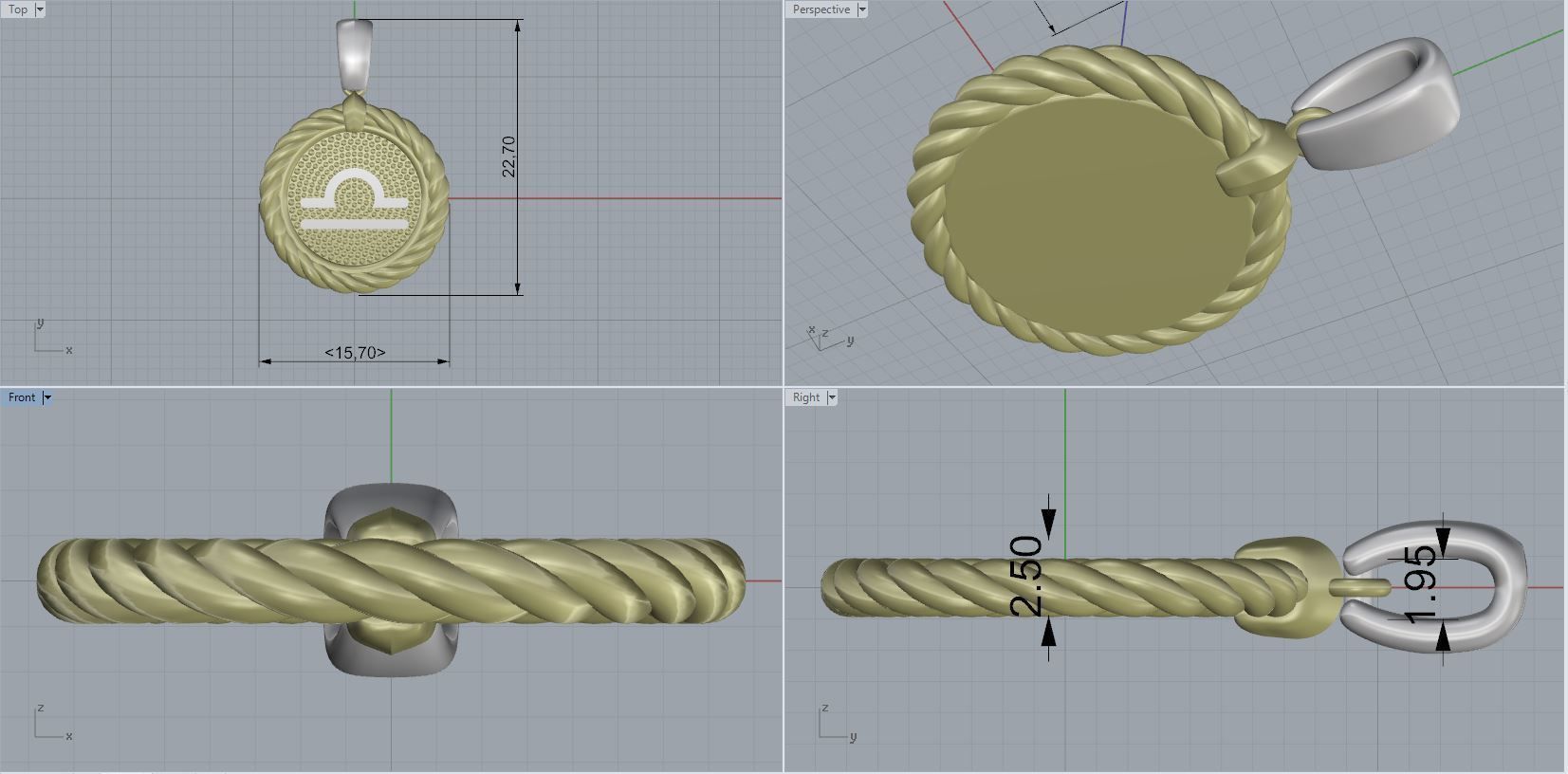 horoscope pendant 3D print model_2