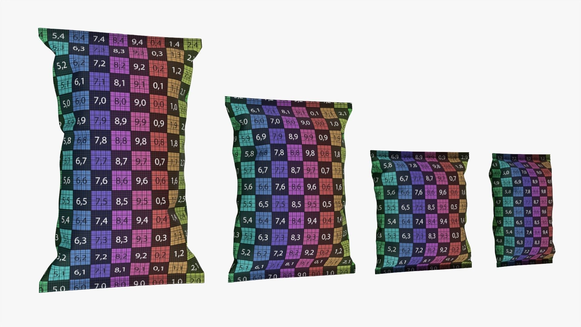 Potato chips packages with folds mockup 3D model_9