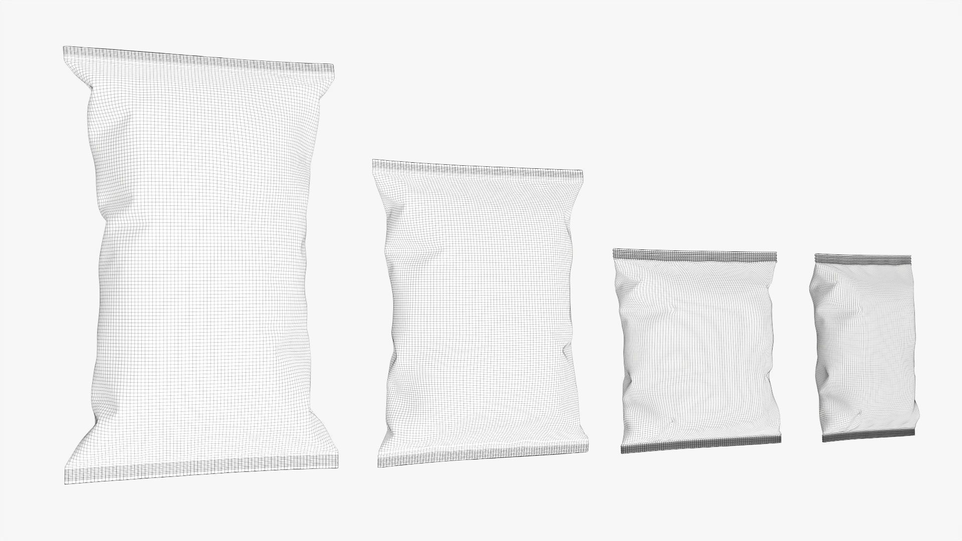 Potato chips packages with folds mockup 3D model_6