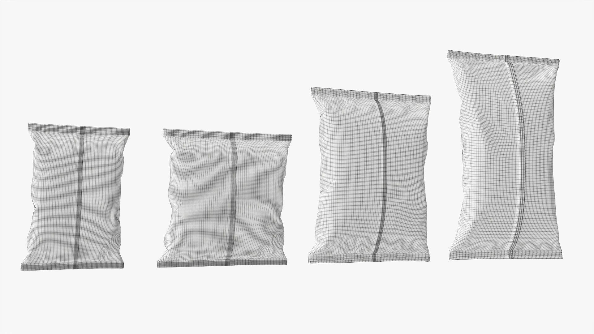 Potato chips packages with folds mockup 3D model_7
