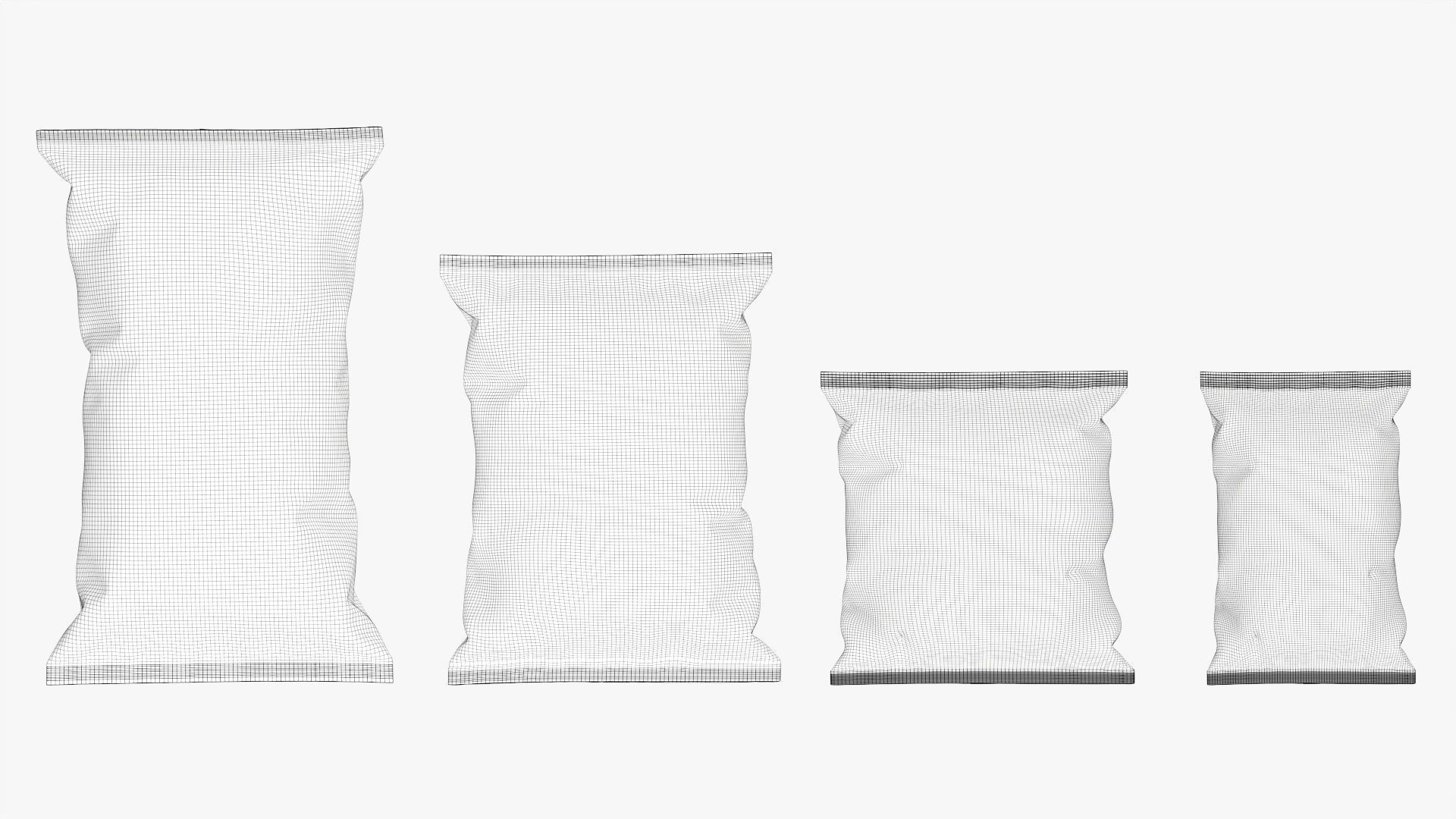 Potato chips packages with folds mockup 3D model_8