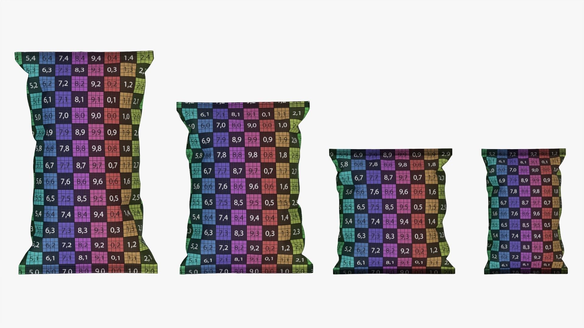 Potato chips packages with folds mockup 3D model_11