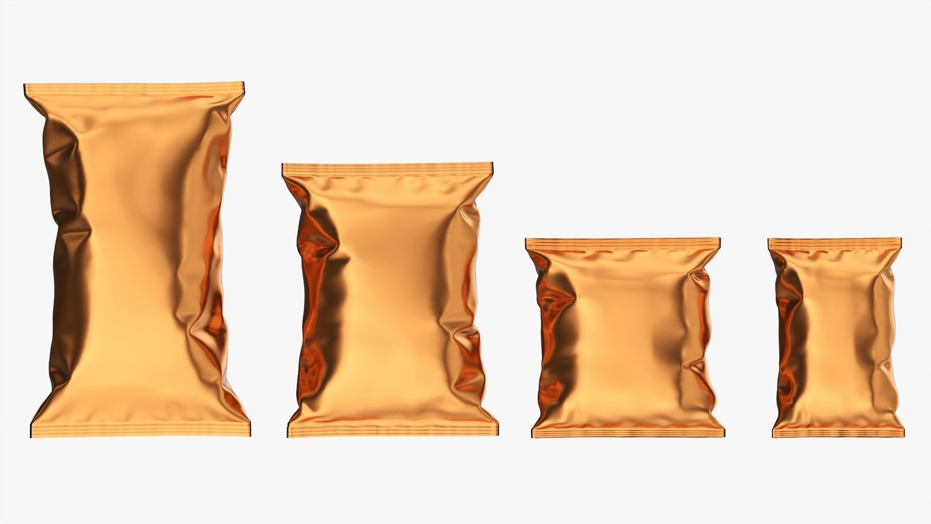 Potato chips packages with folds mockup 3D model_1