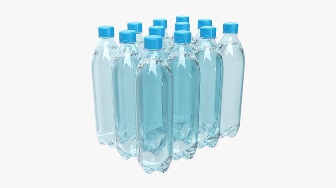 Wrapped water bottle twelve-pack 3D model 2