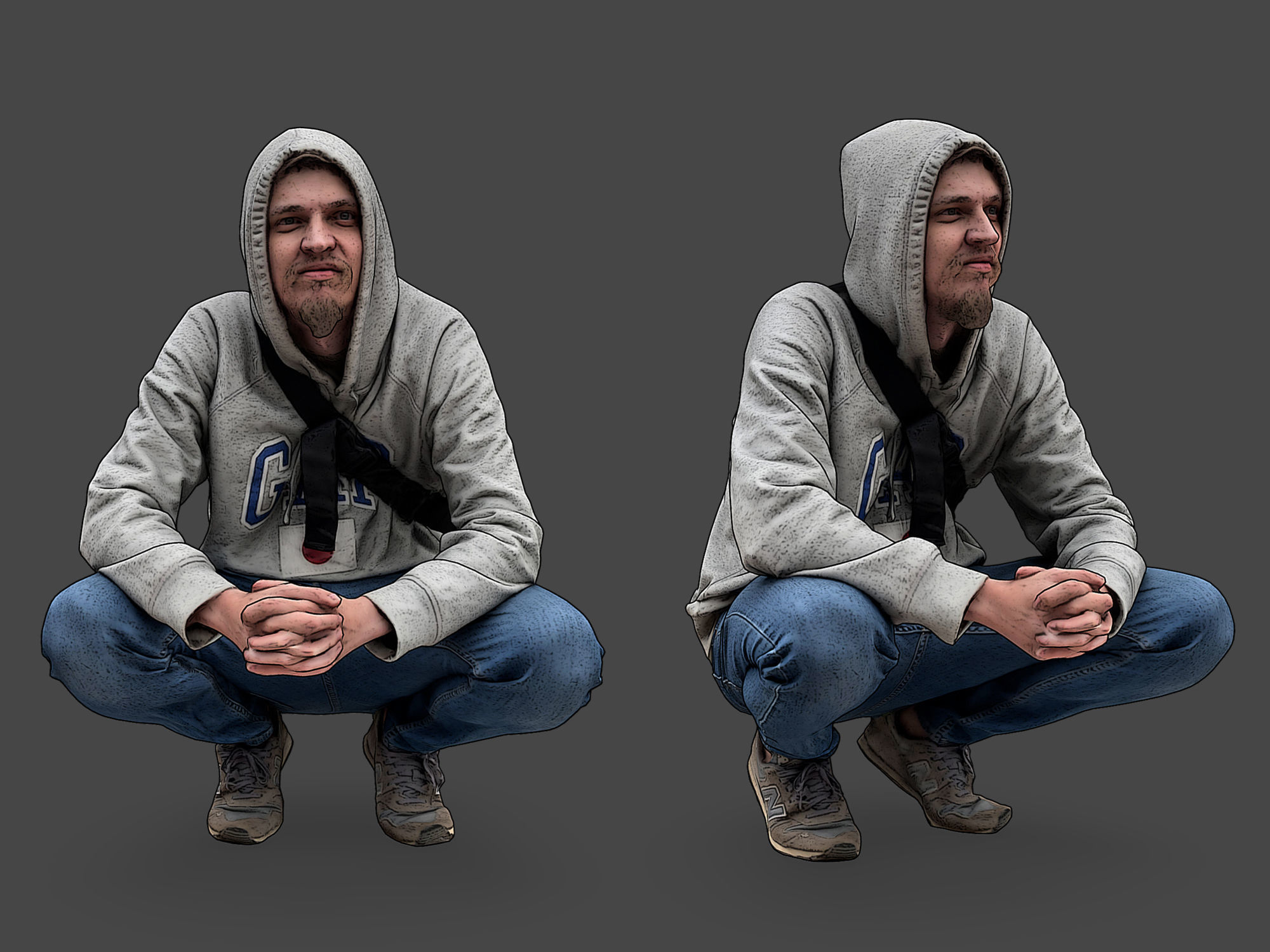 Guy Squatting 3D model_1