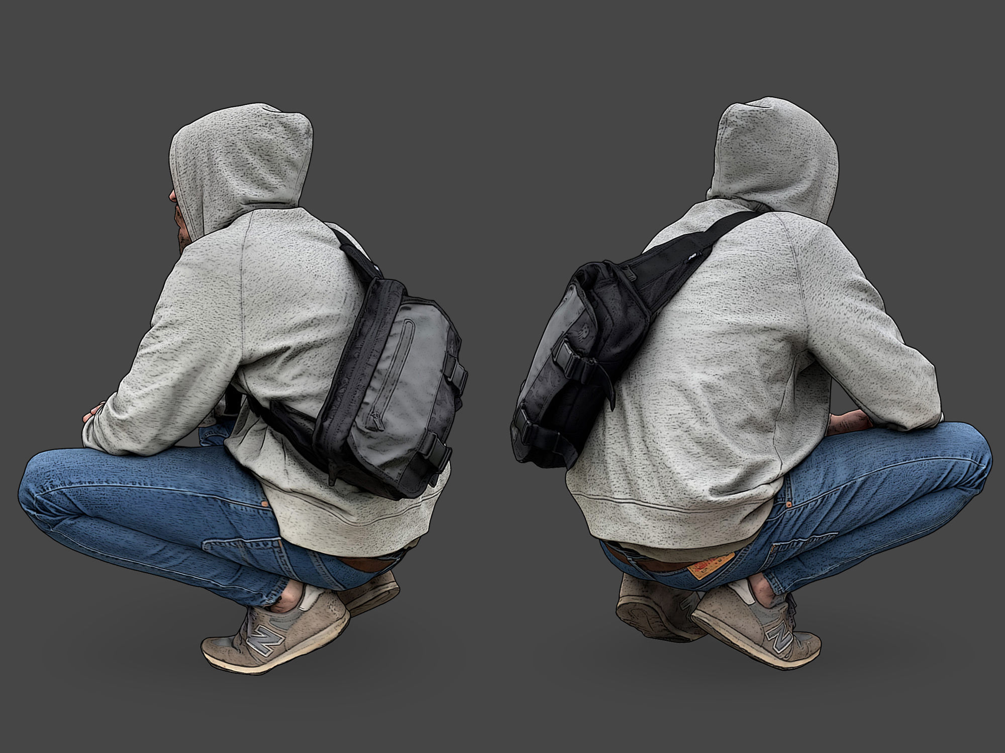 Guy Squatting 3D model_4