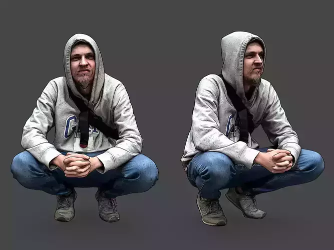 Guy Squatting 3D model