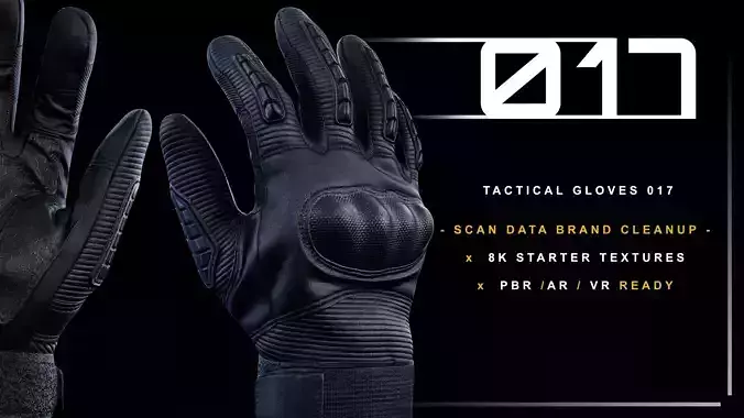 Tactical Gloves 017 Low-poly 3D model