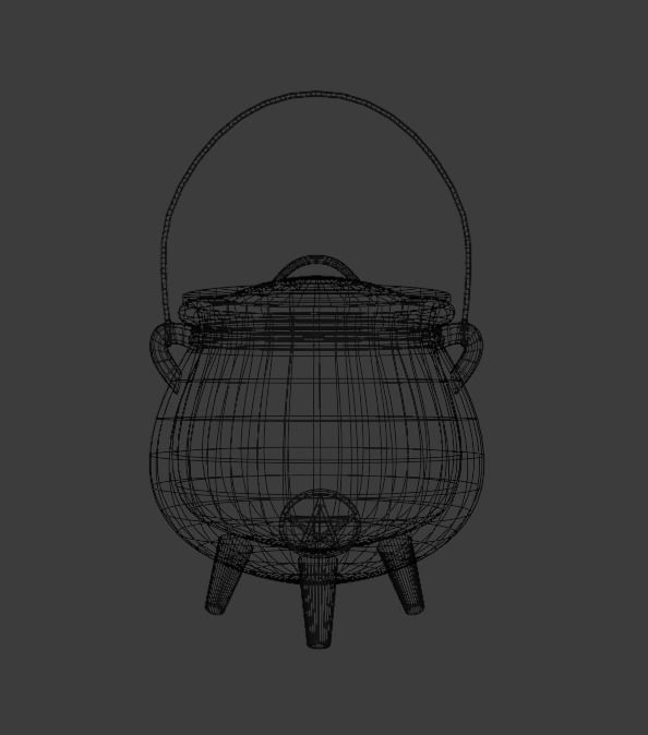 Witches Cauldron with Lid and Legs 3D model_12