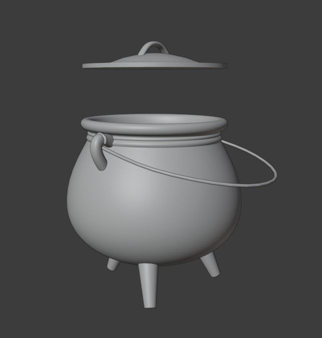 Witches Cauldron with Lid and Legs 3D model_14