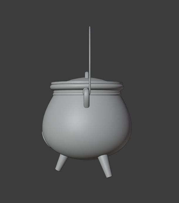 Witches Cauldron with Lid and Legs 3D model_9