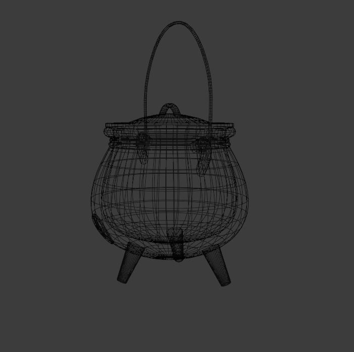 Witches Cauldron with Lid and Legs 3D model_13