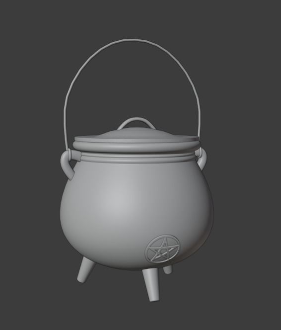 Witches Cauldron with Lid and Legs 3D model_7