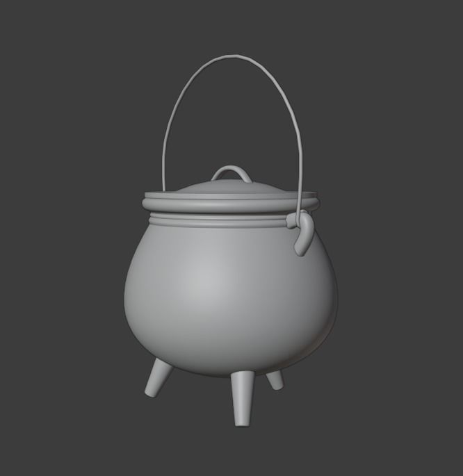 Witches Cauldron with Lid and Legs 3D model_10