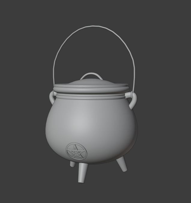 Witches Cauldron with Lid and Legs 3D model_8