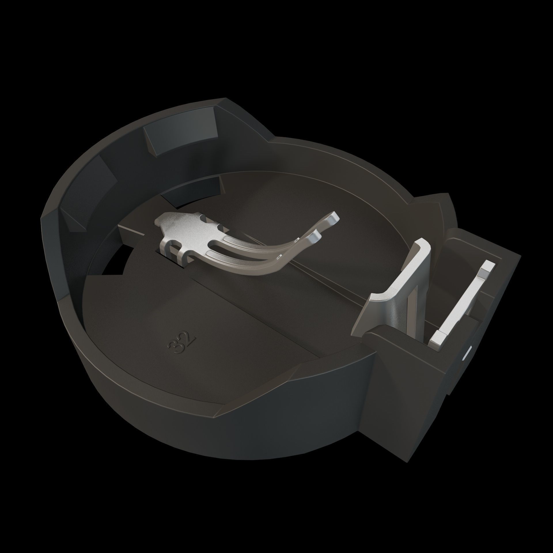 Coin Battery Holder with Battery 3D model_2