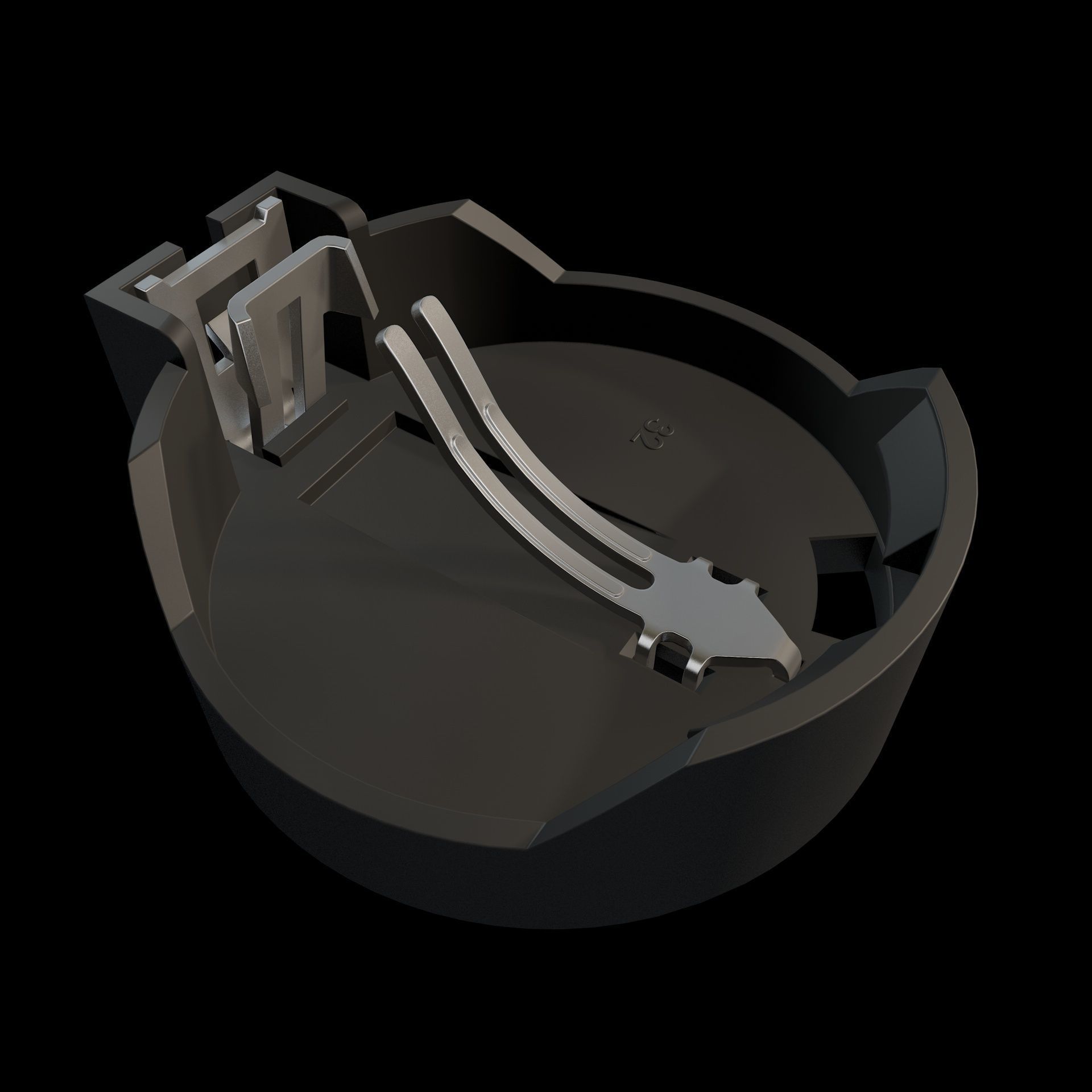 Coin Battery Holder with Battery 3D model_1