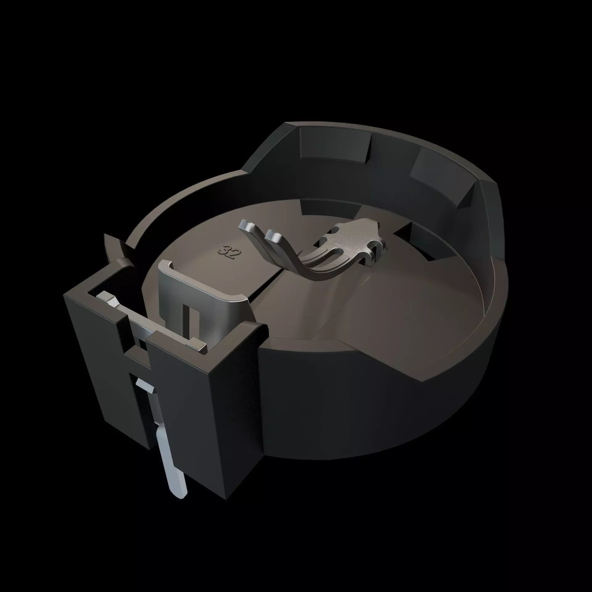 Coin Battery Holder with Battery 3D model_0