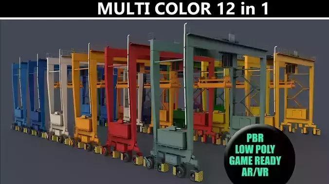 PBR Rubber Tyred Gantry Crane RTG V1 - Multi color Pack 3D Model Collection
