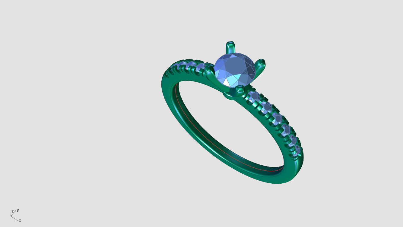 ZDR0125 round brilliant diamond engagement ring 3D print model_5