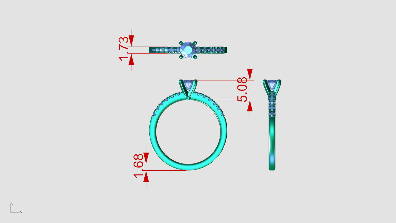 ZDR0125 round brilliant diamond engagement ring 3D print model_3