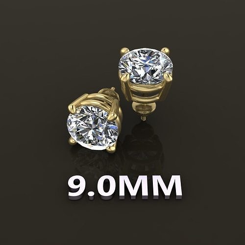 4-Prong Solitaire Earring Basket 9MM 3D print model