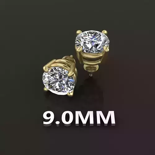4-Prong Solitaire Earring Basket 9MM 3D print model