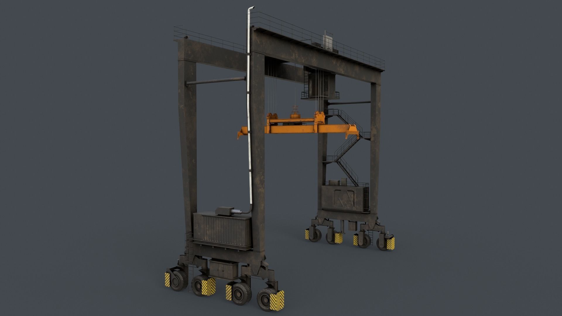 PBR Rubber Tyred Gantry Crane RTG V2 - Multi color Pack 3D Model Collection_26