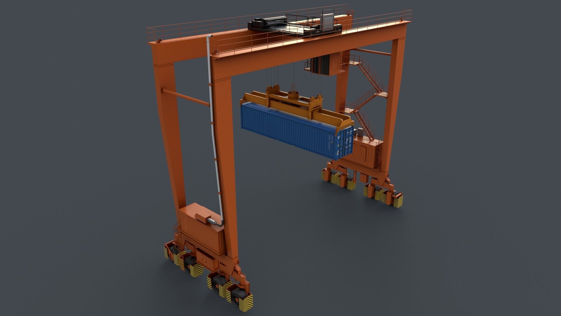 PBR Rubber Tyred Gantry Crane RTG V2 - Multi color Pack 3D Model Collection_87